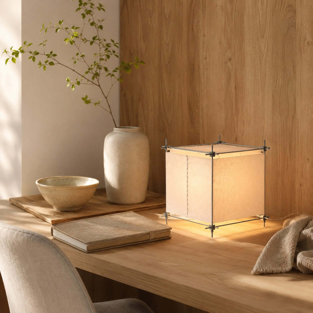 Hoshira Table Lamp- Geometric Parchment Desk Light | Vinlighting