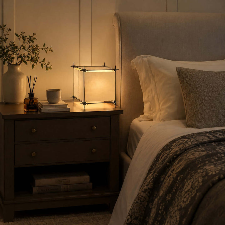 Hoshira Table Lamp- Geometric Parchment Desk Light | Vinlighting