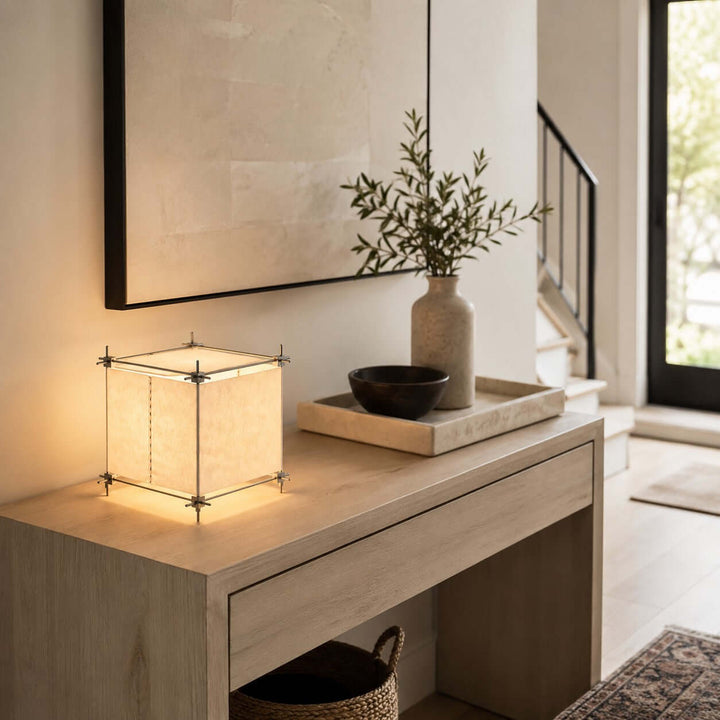 Hoshira Table Lamp- Geometric Parchment Desk Light | Vinlighting