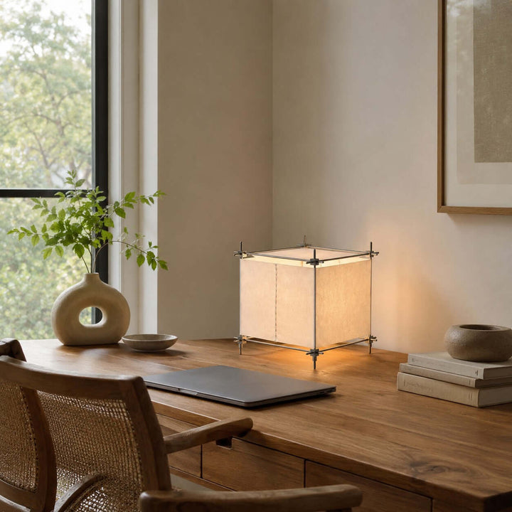 Hoshira Table Lamp- Geometric Parchment Desk Light | Vinlighting