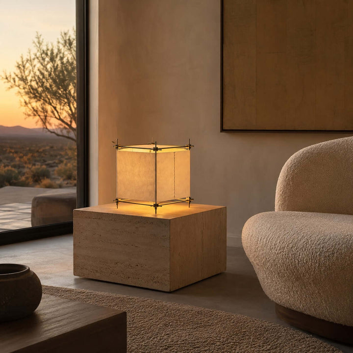 Hoshira Table Lamp- Geometric Parchment Desk Light | Vinlighting