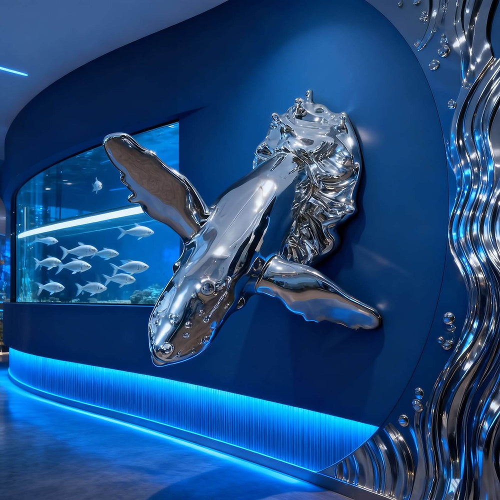 Humpback Whale Art Sculpture – Creative Resin Living Room Decor