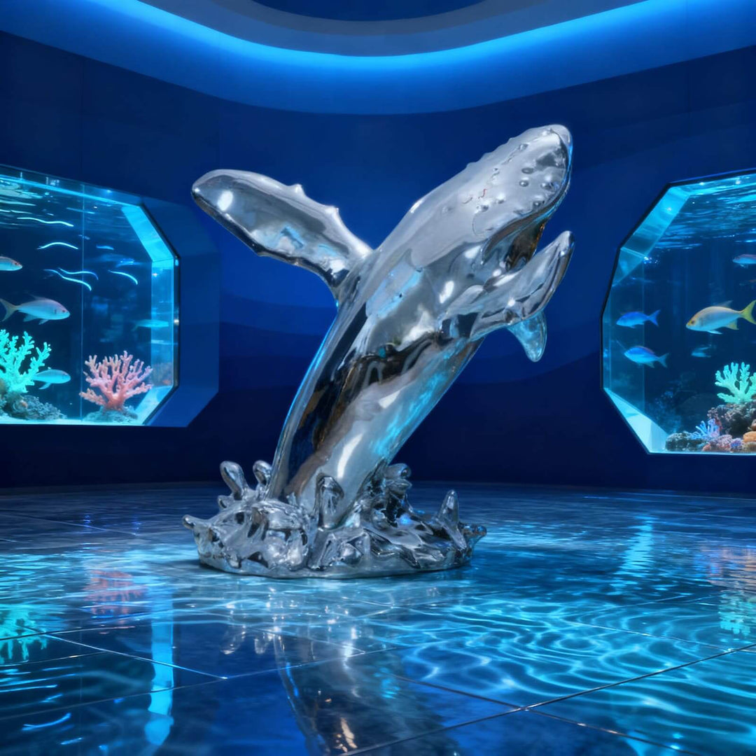 Humpback Whale Art Sculpture – Creative Resin Living Room Decor
