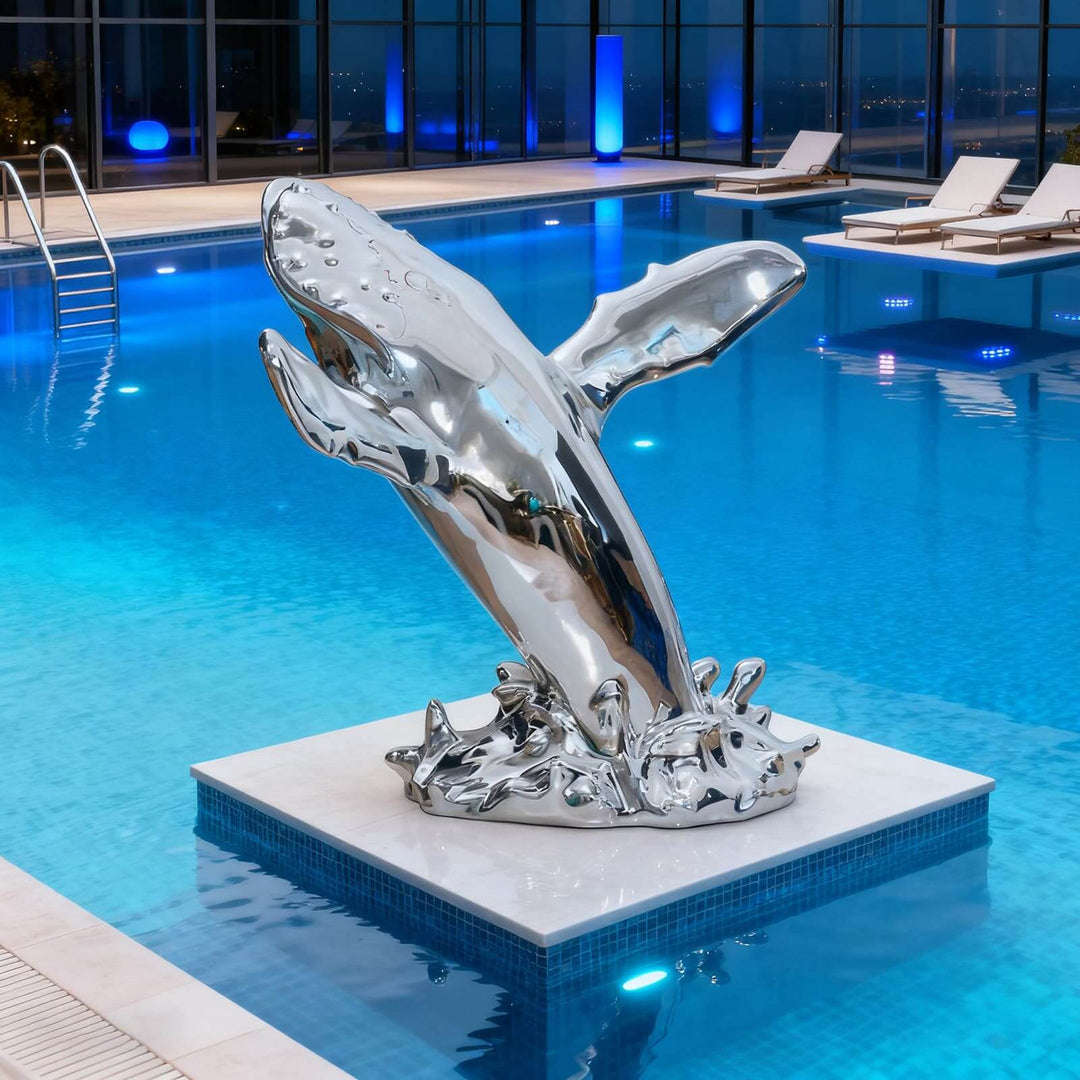 Humpback Whale Art Sculpture – Creative Resin Living Room Decor