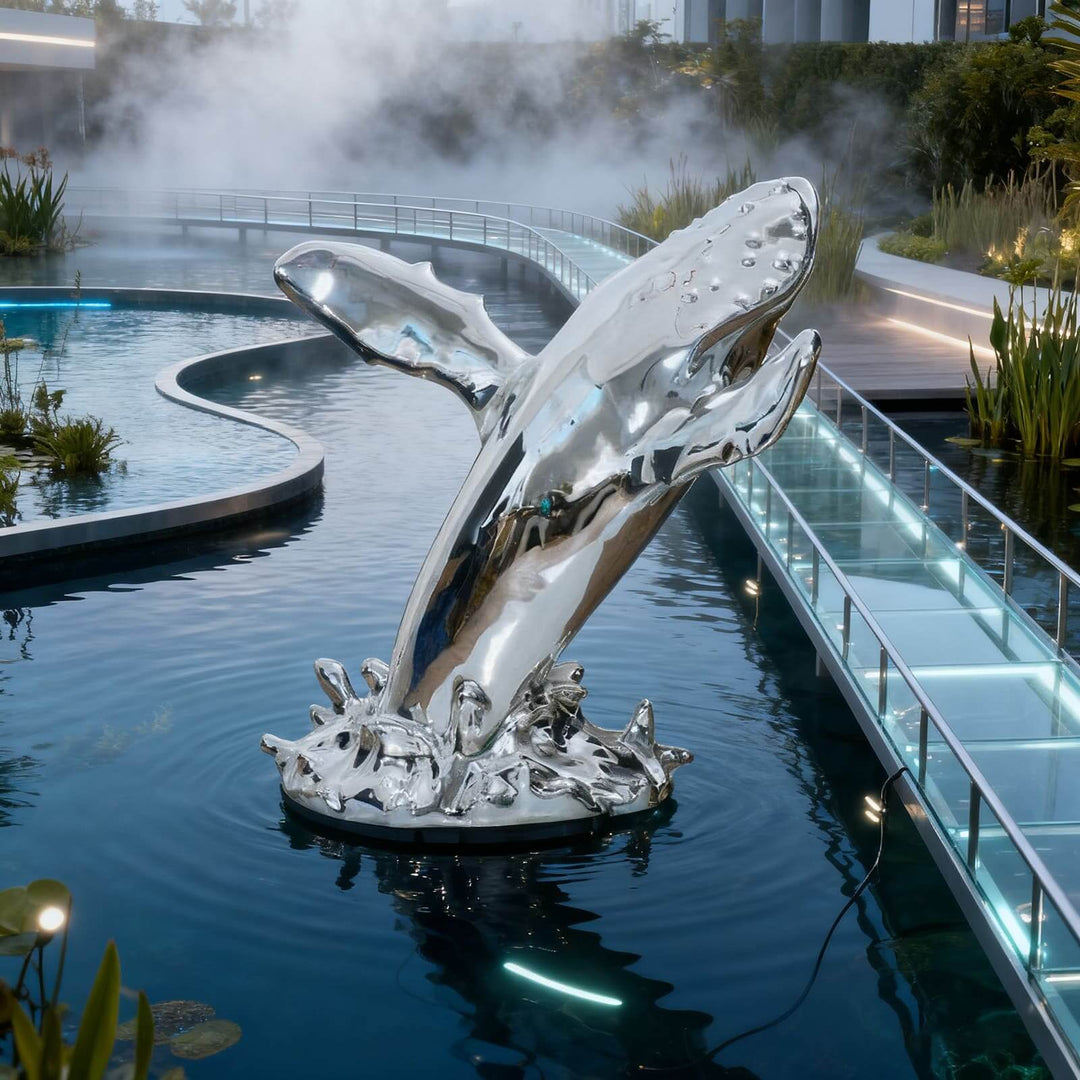 Humpback Whale Art Sculpture – Creative Resin Living Room Decor