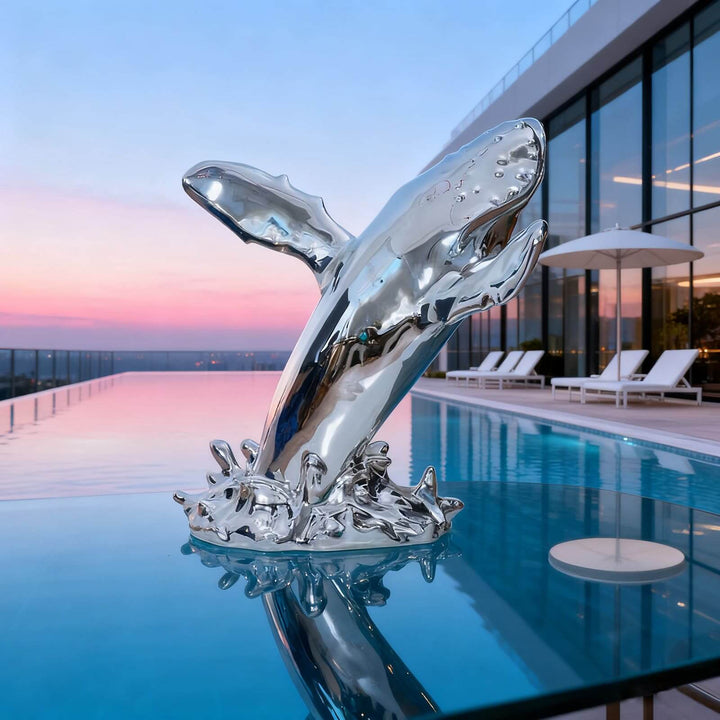 Humpback Whale Art Sculpture – Creative Resin Living Room Decor