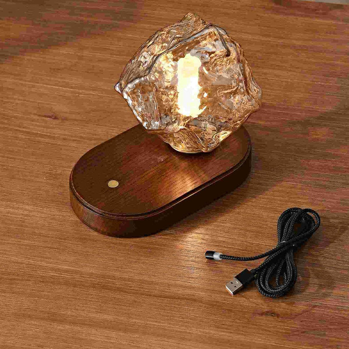 Ice Stone Rechargeable Table Lamp – Unique Mouth-Blown Glass Lighting | Vinlighting | Vinlighting