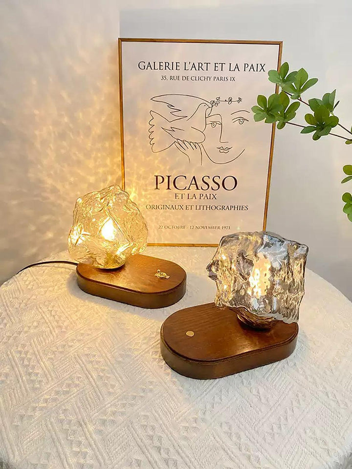 Ice Stone Rechargeable Table Lamp – Unique Mouth-Blown Glass Lighting | Vinlighting | Vinlighting
