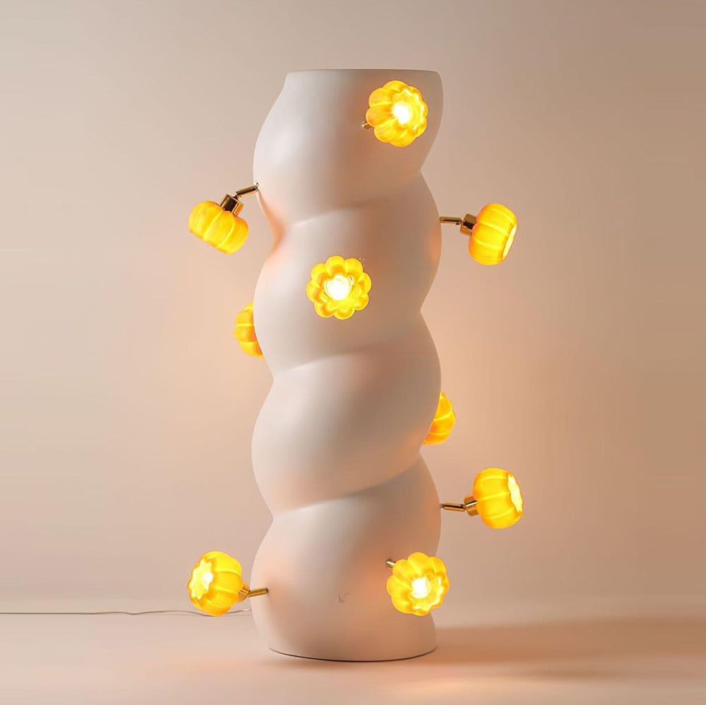 Isobel Floor Lamp - Woven Drum Shade & Resin Neck, Elegant Lighting | Vinlighting | Vinlighting
