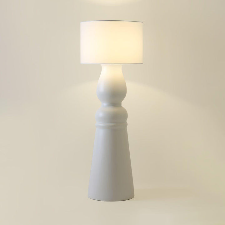 Isobel Floor Lamp - Woven Drum Shade & Resin Neck, Elegant Lighting | Vinlighting | Vinlighting