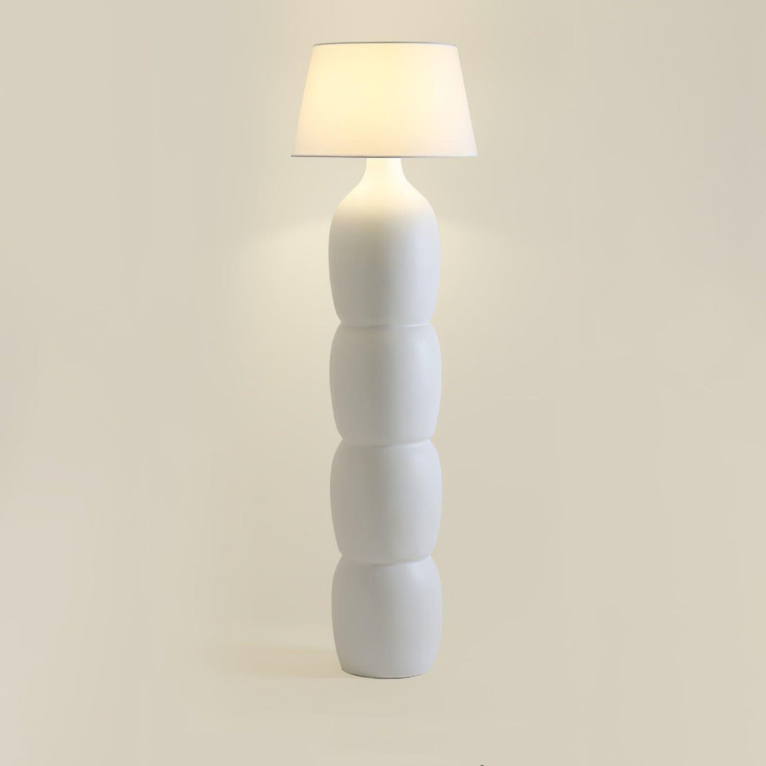 Isobel Floor Lamp - Woven Drum Shade & Resin Neck, Elegant Lighting | Vinlighting | Vinlighting