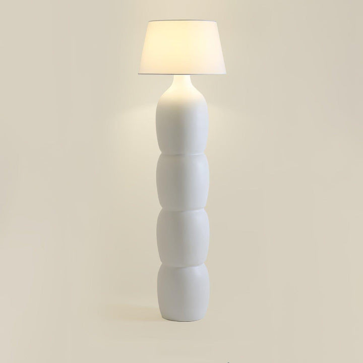Isobel Floor Lamp - Woven Drum Shade & Resin Neck, Elegant Lighting | Vinlighting | Vinlighting