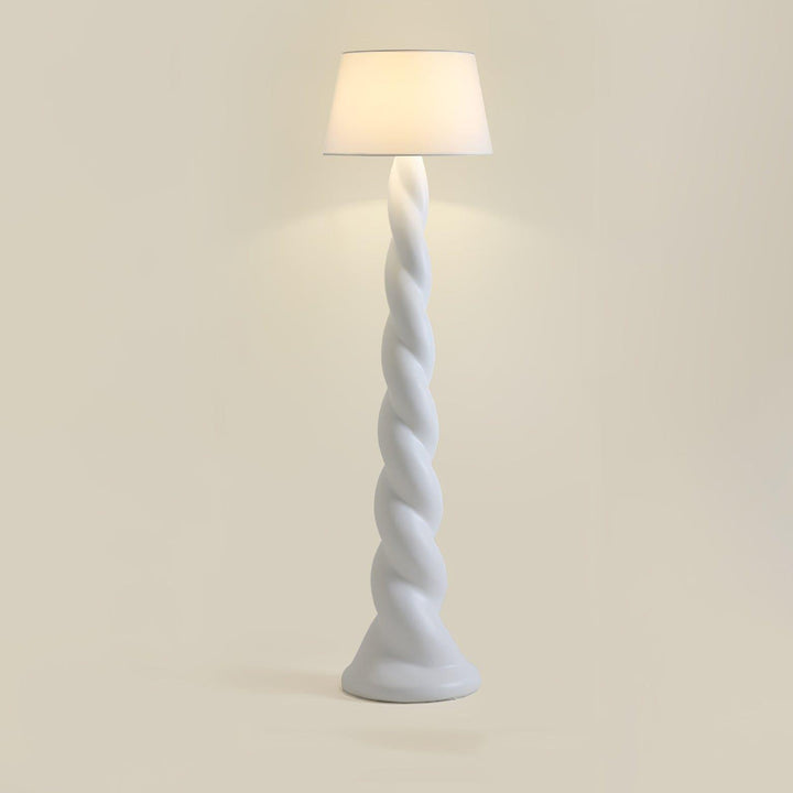 Isobel Floor Lamp - Woven Drum Shade & Resin Neck, Elegant Lighting | Vinlighting | Vinlighting