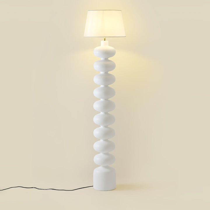 Isobel Floor Lamp - Woven Drum Shade & Resin Neck, Elegant Lighting | Vinlighting | Vinlighting