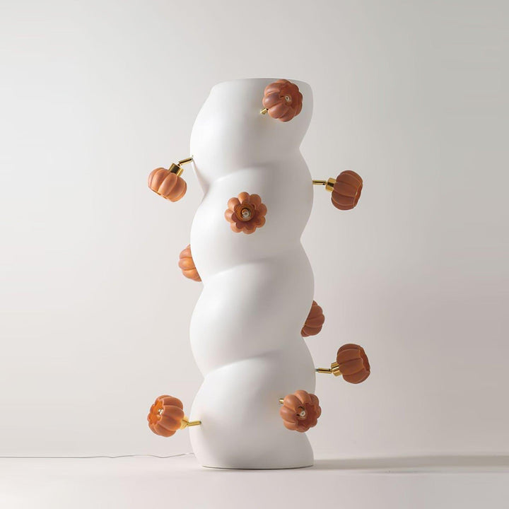 Isobel Floor Lamp - Woven Drum Shade & Resin Neck, Elegant Lighting | Vinlighting | Vinlighting