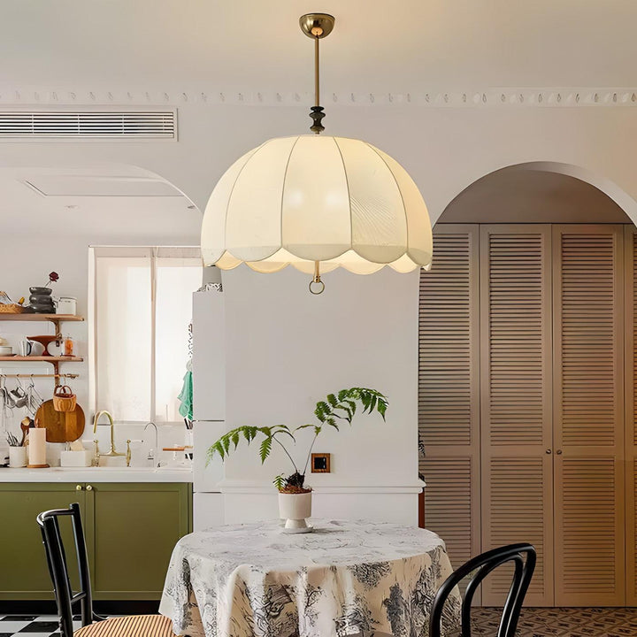 Ivory Bloom Pendant Light – Vintage Petal Design with Gold Accents | Vinlighting | Vinlighting
