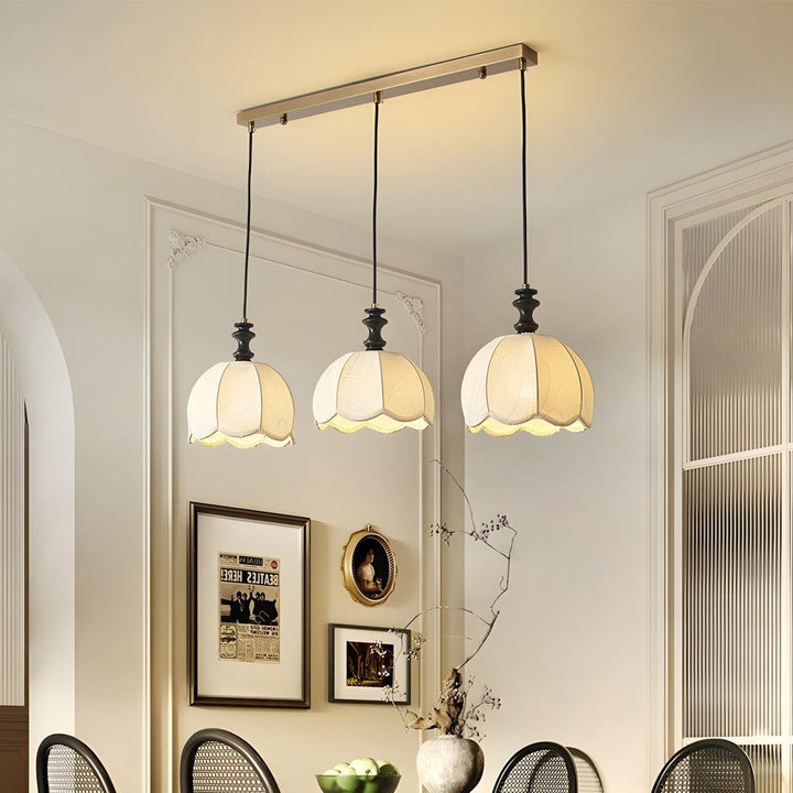 Ivory Bloom Pendant Light – Vintage Petal Design with Gold Accents | Vinlighting | Vinlighting