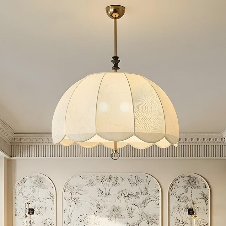 Ivory Bloom Pendant Light – Vintage Petal Design with Gold Accents | Vinlighting | Vinlighting