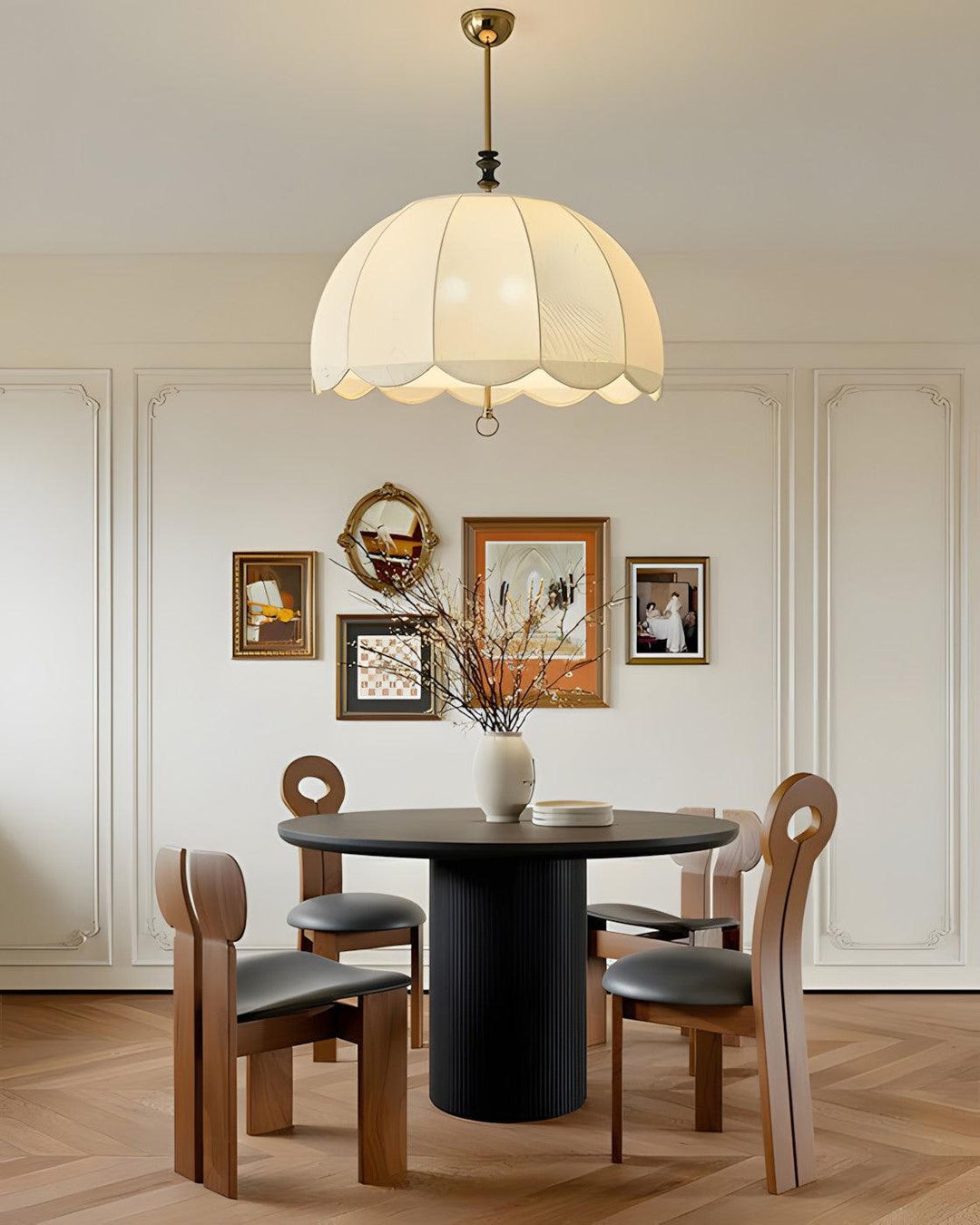 Ivory Bloom Pendant Light – Vintage Petal Design with Gold Accents | Vinlighting | Vinlighting