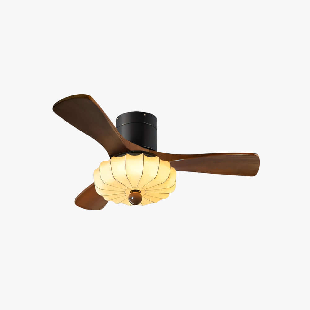 Jevaric Ceiling Fan Light A – Modern French Fabric Wood Fan Light