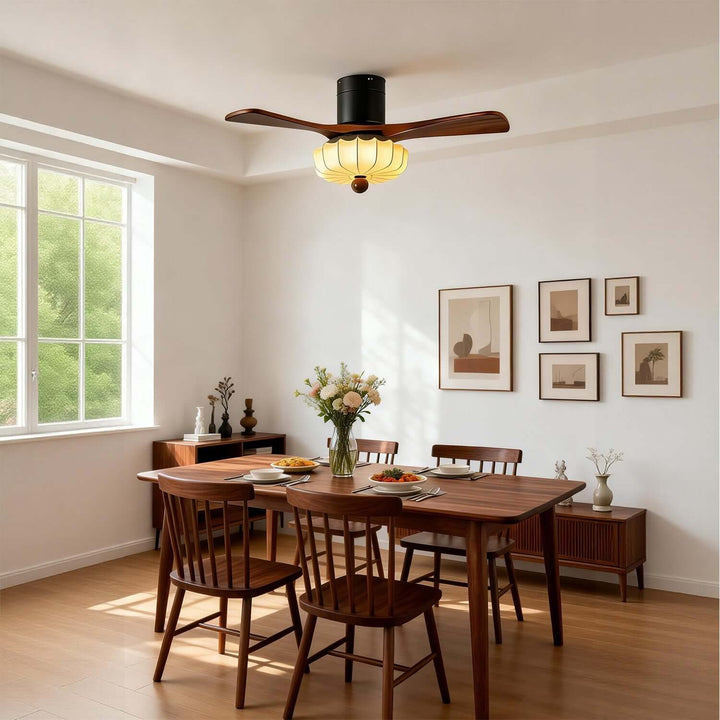 Jevaric Ceiling Fan Light A – Modern French Fabric Wood Fan Light