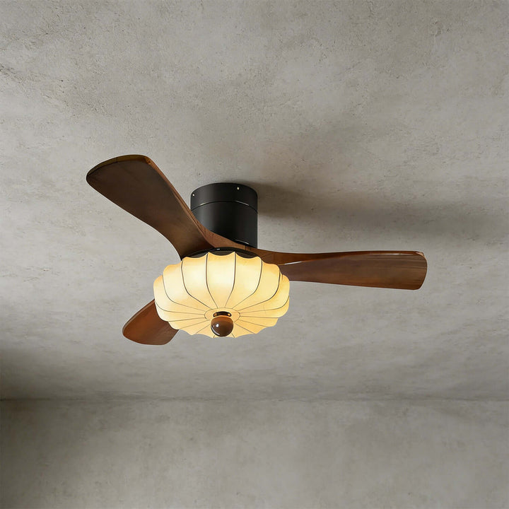 Jevaric Ceiling Fan Light A – Modern French Fabric Wood Fan Light