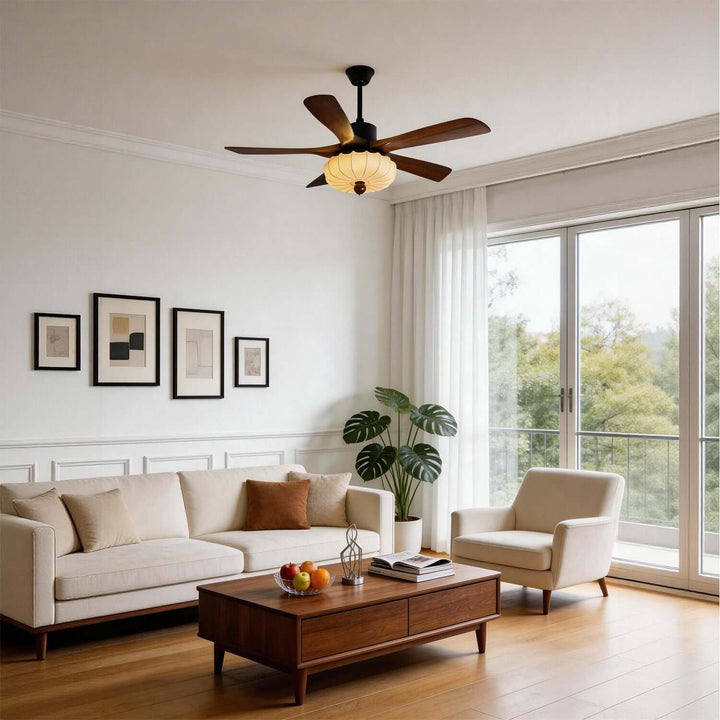 Jevaric Ceiling Fan Light B – Modern French Wood Fan Light