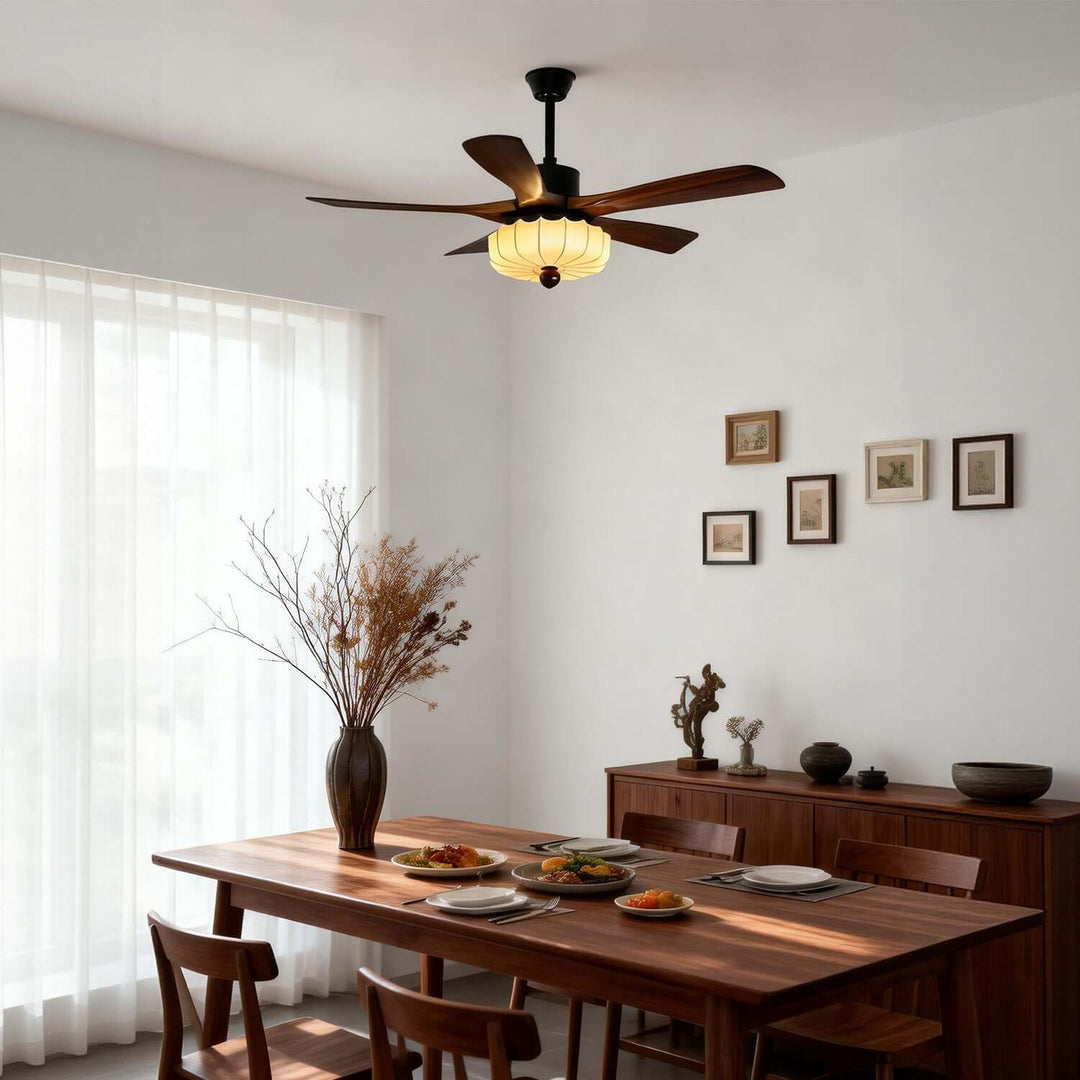 Jevaric Ceiling Fan Light B – Modern French Wood Fan Light