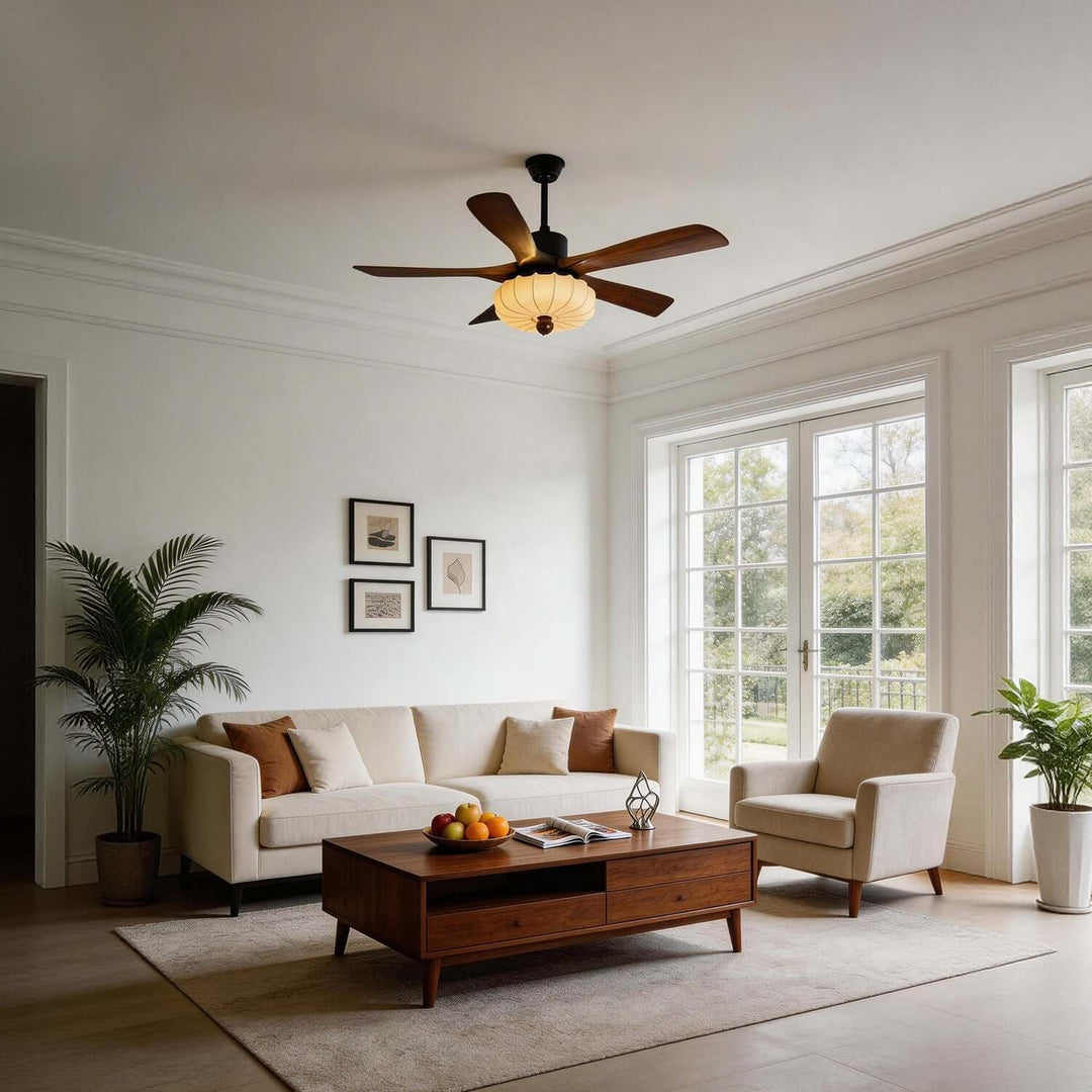 Jevaric Ceiling Fan Light B – Modern French Wood Fan Light