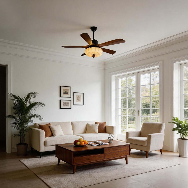 Jevaric Ceiling Fan Light B – Modern French Wood Fan Light