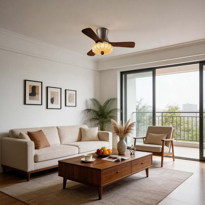 Jevaric Ceiling Fan Light D | Modern French Fabric Fan