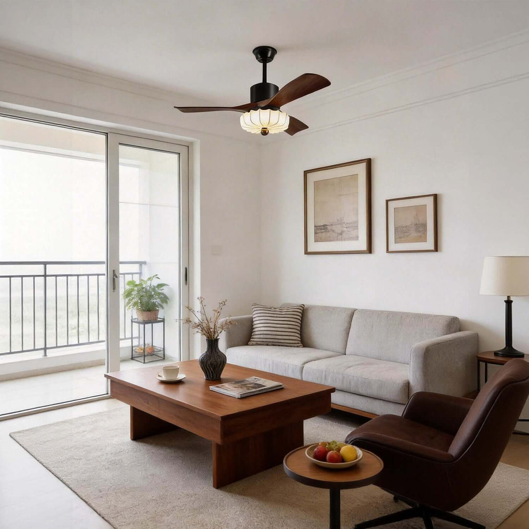 Jevaric Ceiling Fan Light E | French Style Fabric Fan Light