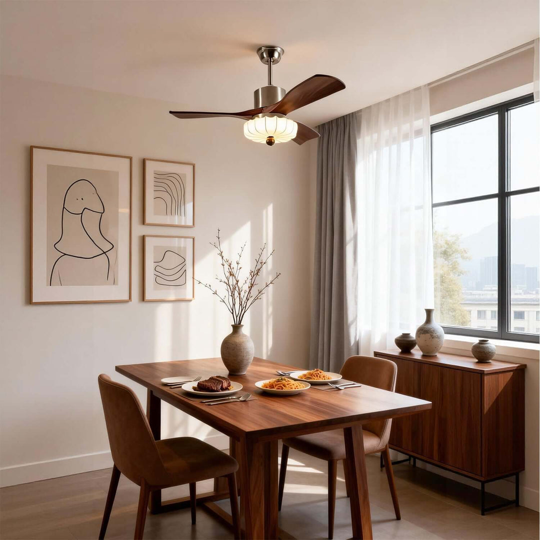 Jevaric Ceiling Fan Light E | French Style Fabric Fan Light