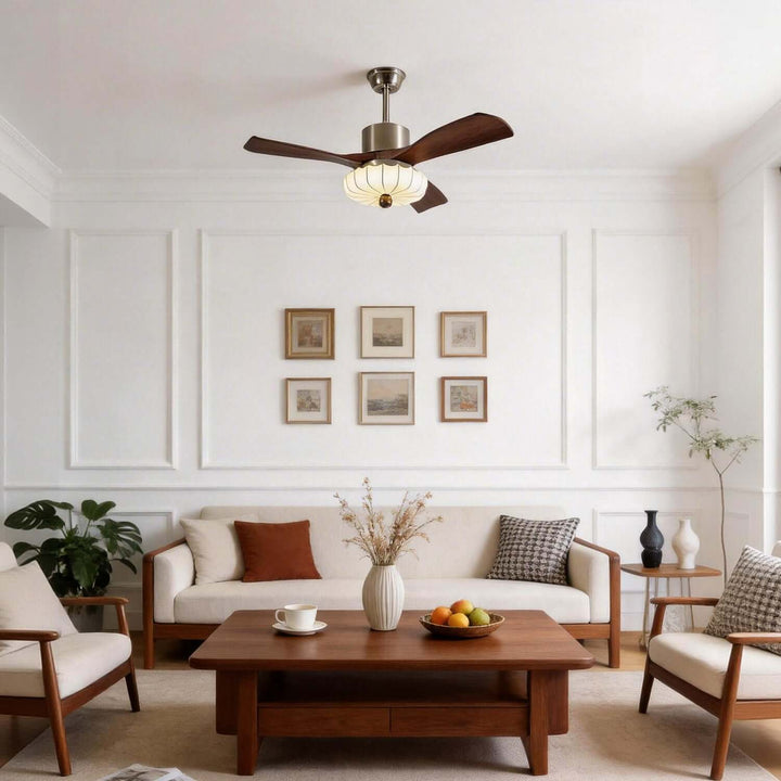 Jevaric Ceiling Fan Light E | French Style Fabric Fan Light