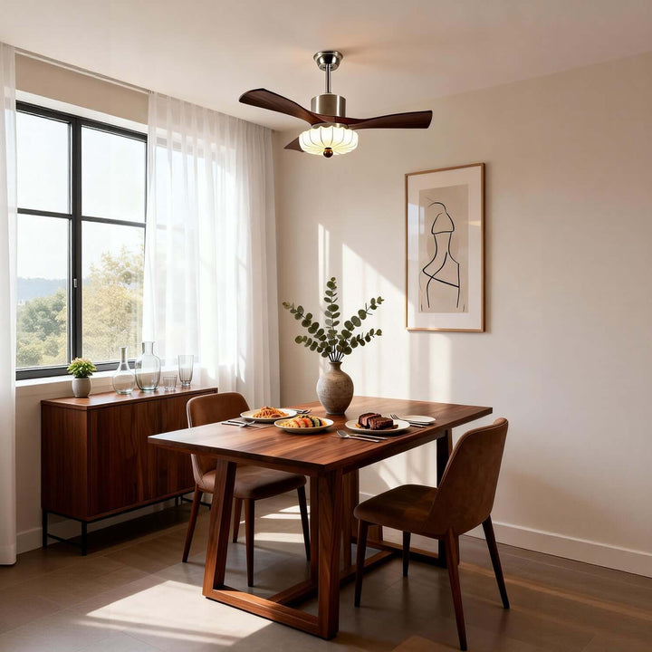Jevaric Ceiling Fan Light E | French Style Fabric Fan Light