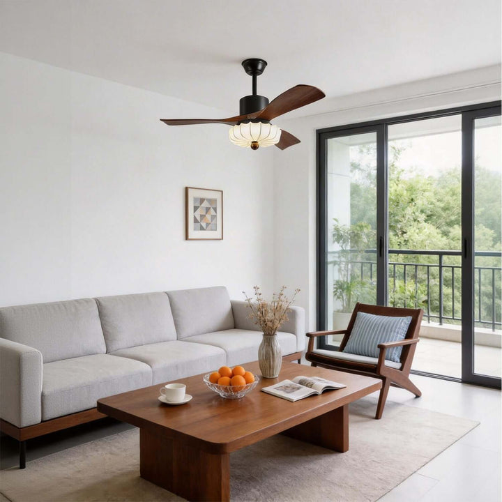 Jevaric Ceiling Fan Light E | French Style Fabric Fan Light