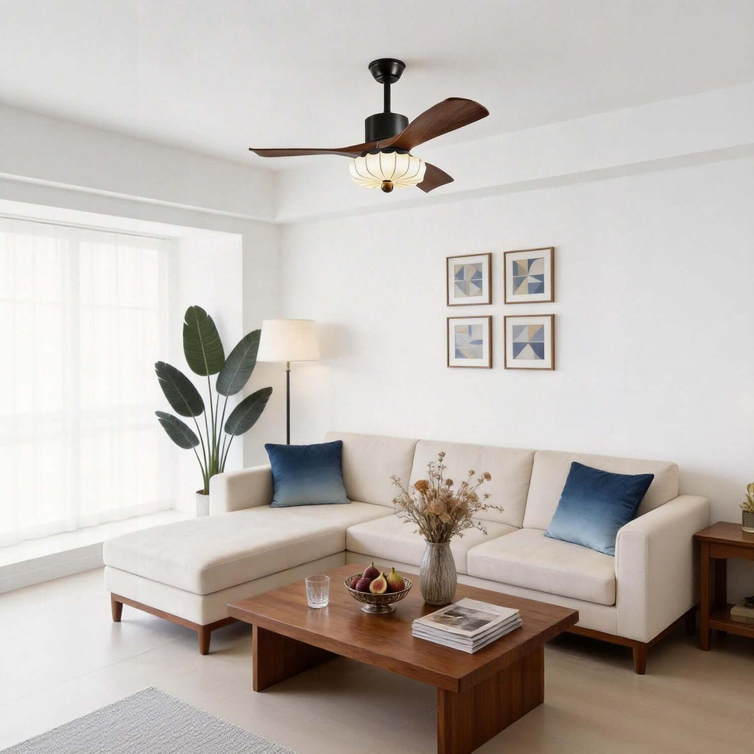 Jevaric Ceiling Fan Light E | French Style Fabric Fan Light