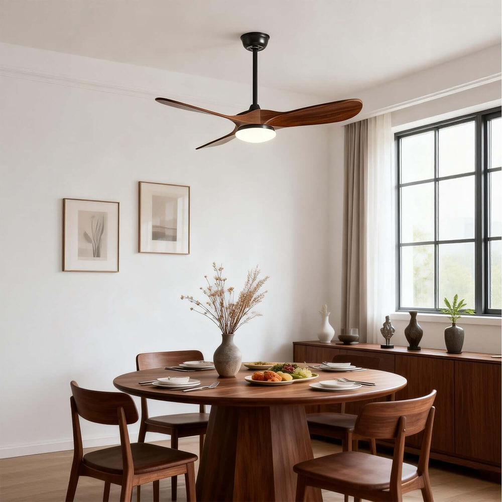 Jevrax Ceiling Fan Light - Modern French Wood Dining Light