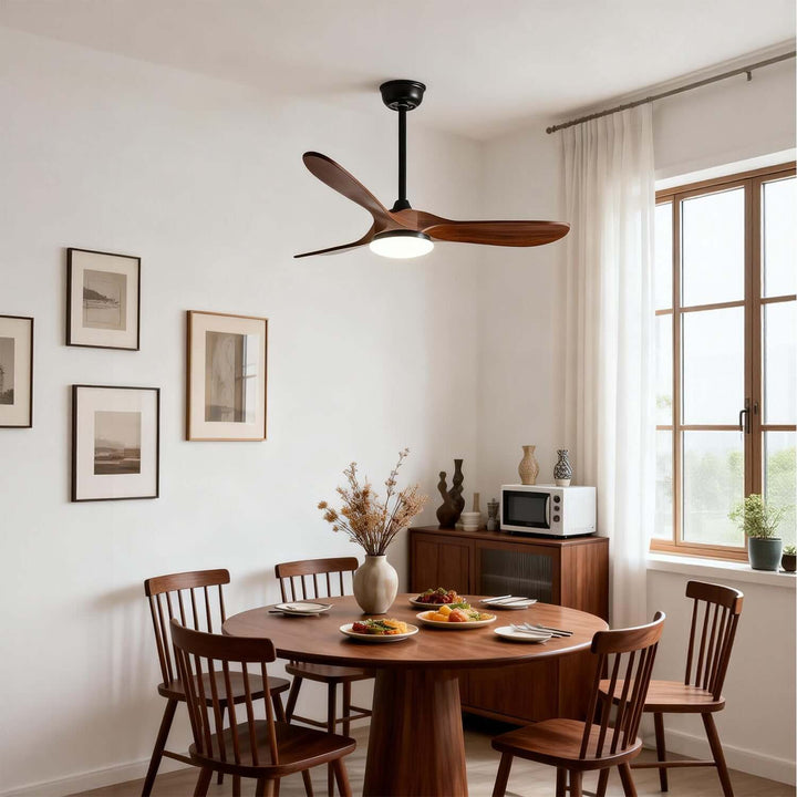 Jevrax Ceiling Fan Light - Modern French Wood Dining Light