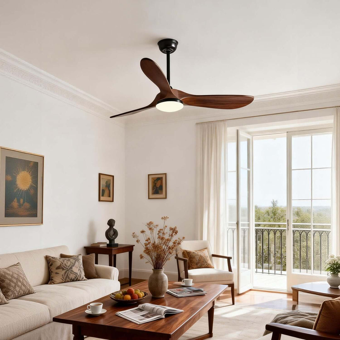 Jevrax Ceiling Fan Light - Modern French Wood Dining Light
