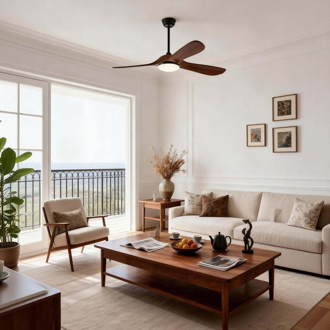Jevrax Ceiling Fan Light - Modern French Wood Dining Light