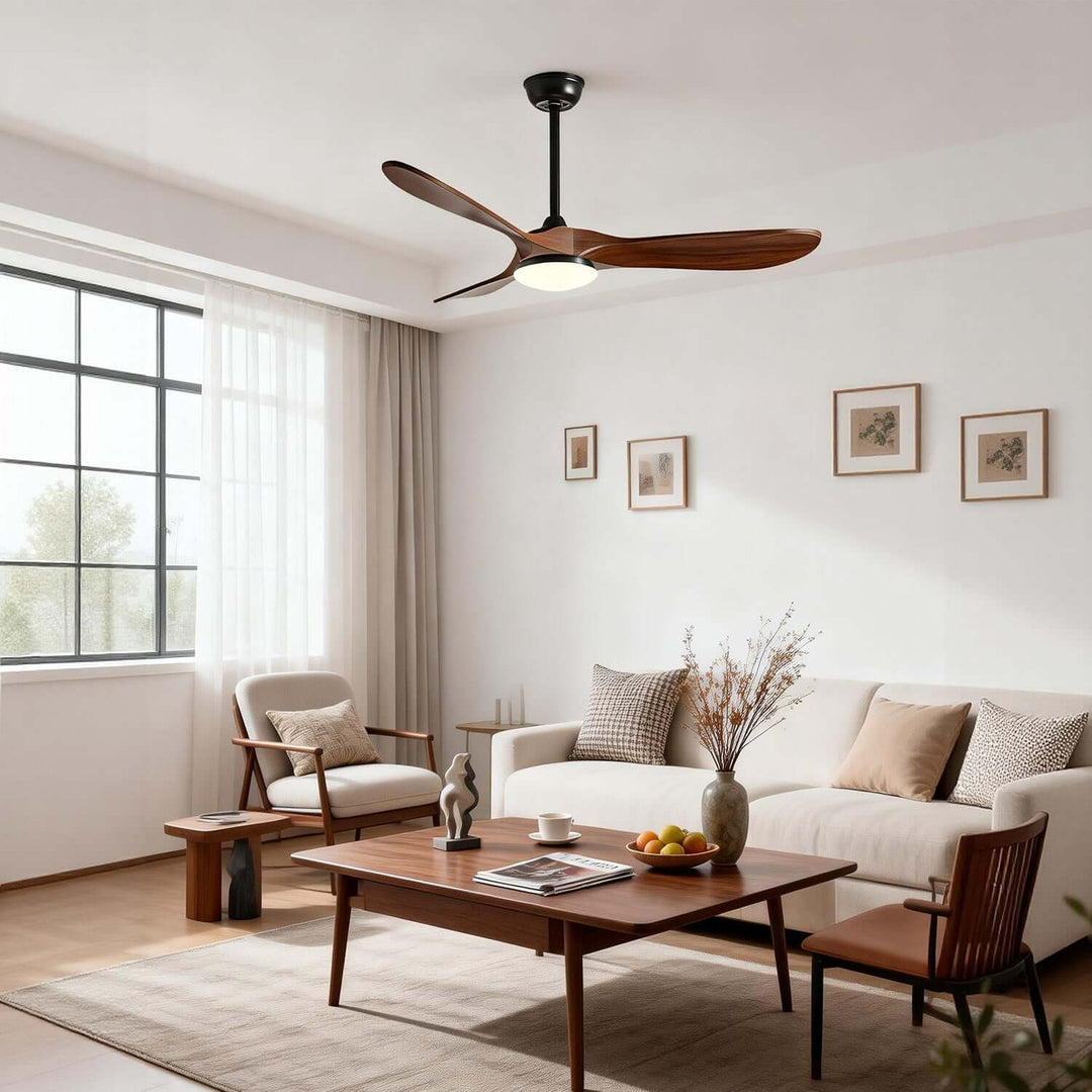 Jevrax Ceiling Fan Light - Modern French Wood Dining Light