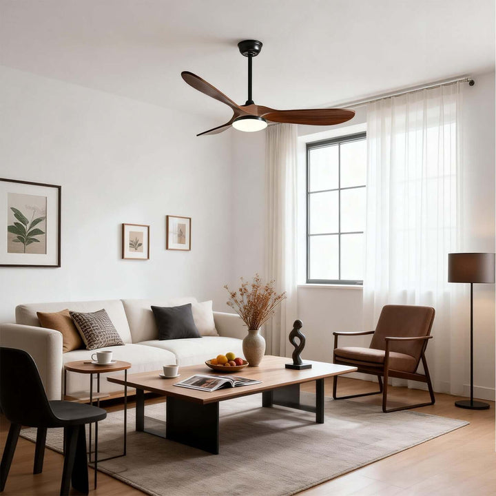 Jevrax Ceiling Fan Light - Modern French Wood Dining Light