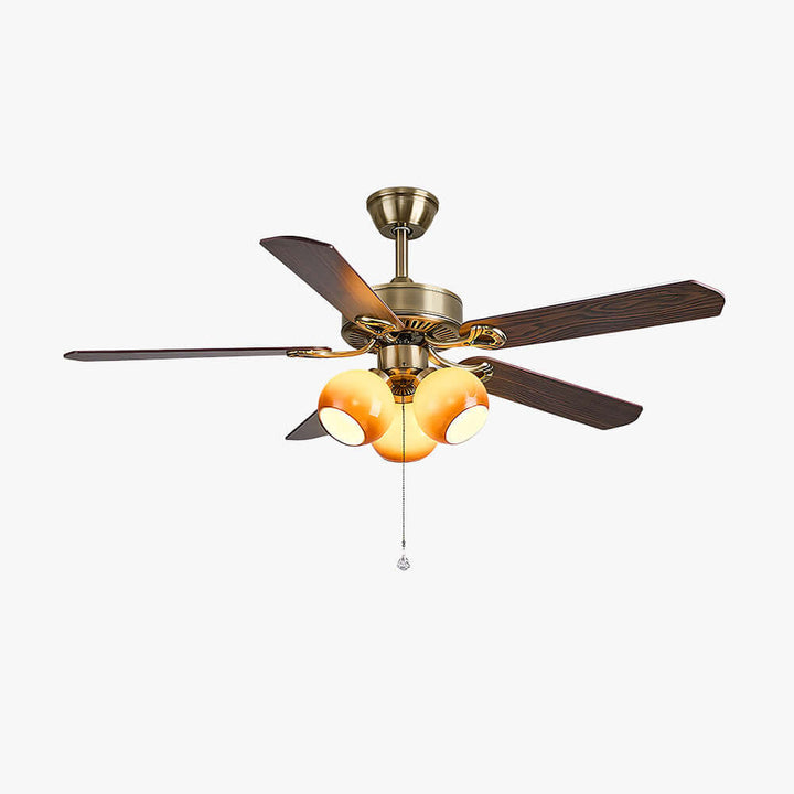 Jomra Ceiling Fan Light | Vintage French Style Glass Dining Room Light