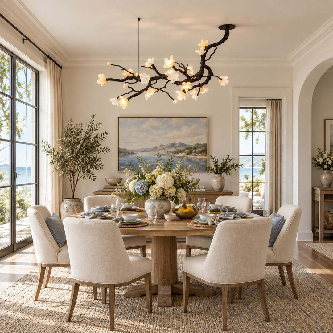 Jorvelle Linear Chandelier Black Ceramic for Dining Room Spaces