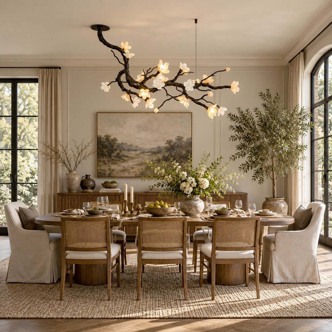 Jorvelle Linear Chandelier Black Ceramic for Dining Room Spaces