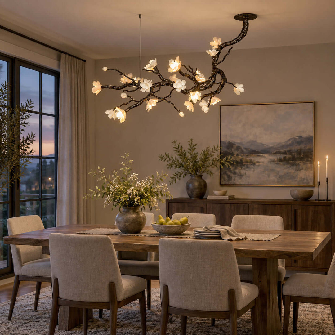 Jorvelle Linear Chandelier Black Ceramic for Dining Room Spaces