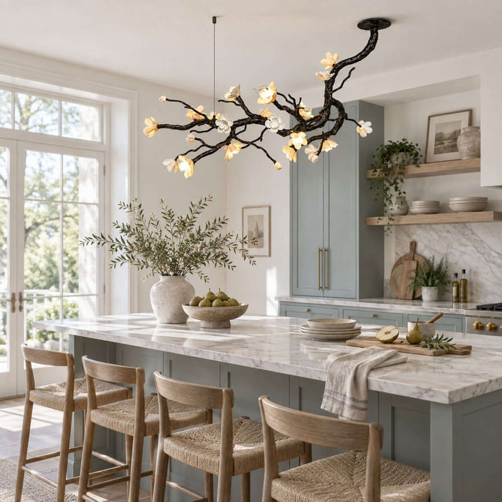 Jorvelle Linear Chandelier Black Ceramic for Dining Room Spaces