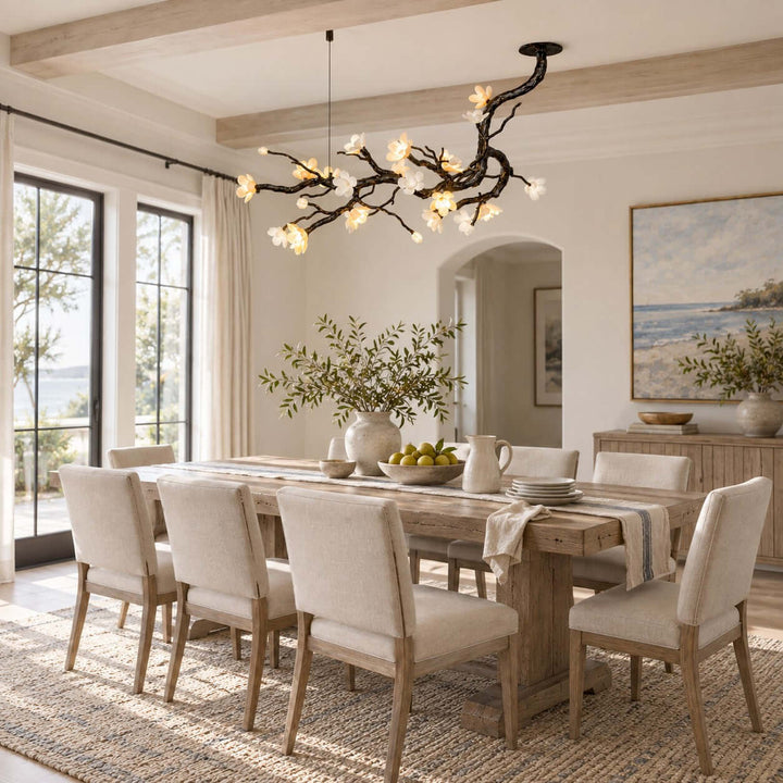 Jorvelle Linear Chandelier Black Ceramic for Dining Room Spaces