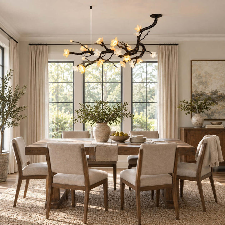 Jorvelle Linear Chandelier Black Ceramic for Dining Room Spaces